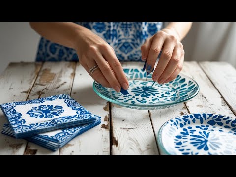 DECOUPAGE em PRATO de VIDRO 💕 DIY com 2 pratos combinados