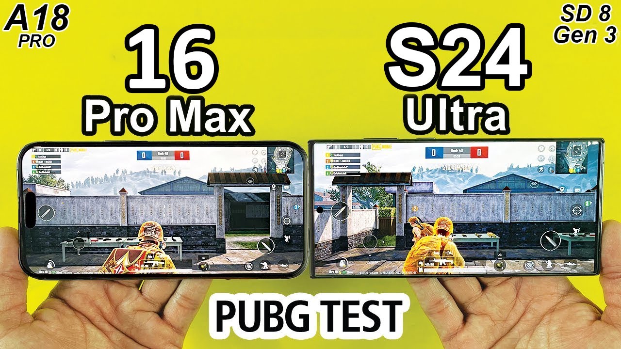16 Pro Max vs S24 Ultra PUBG MOBILE Handcam in 2024 - Snapdragon 8 Gen 3 vs A18 Pro PUBG/BGMI TEST