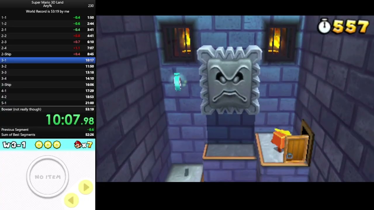 Super Mario 3D Land Any% Speedrun in 52:57 (World Record)