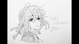 ジェットストリームボールペンのみでヴァイオレットエヴァーガーデンを描いてみた