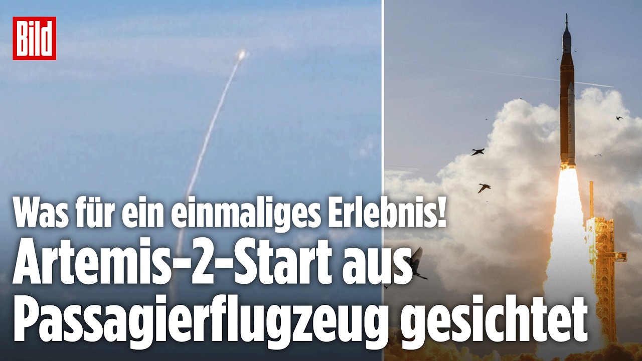 Artemis-2 startet zum Mond: Flugzeugpassagiere erleben Rakete aus dem Flugzeug