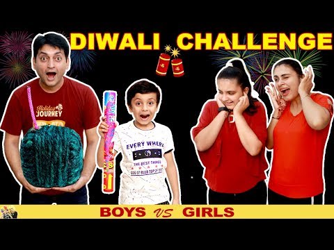 DIWALI CHALLENGE Girls vs Boys | Funny Family Green Crackers | Ep 121 Aayu and Pihu Show