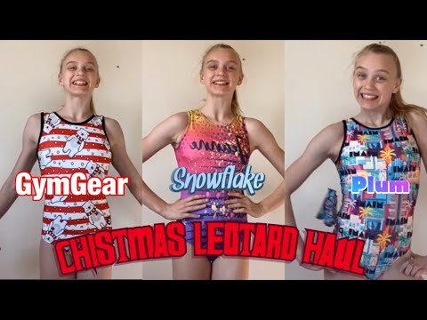 Christmas LEOTARD HAUL and TRY ON! Plum Practicewear, GymGear, and Snowflake Designs!