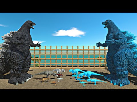 Ice Dinosaurs War in Cage | Carnivore Dinosaurs + Heisei Godzilla vs Ice Itself - ARBS