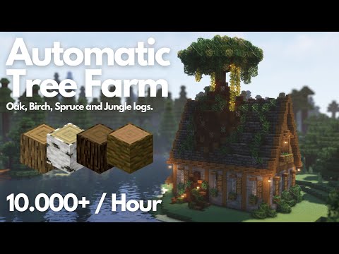 Minecraft | Automatic Tree Farm Tutorial | Oak, Birch, Spruce and Jungle Wood | Java [1.20]