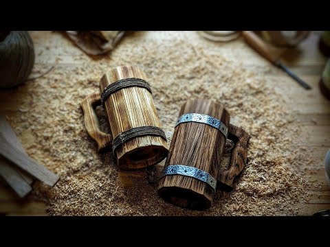 I Made two Wooden Beer Mugs  |Epic Medieval Tankard