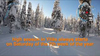 preview picture of video 'Long cross country ski descent downhill in Ylläs Lapland 2019'