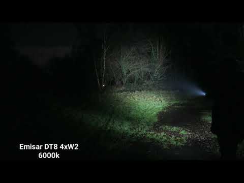 Emisar DT8  4xLH351D 5000K 90CRI+4xW1 6000K-DT8 4xSST20 4000K 95CRI+4xW2 6000k Beamshot comparison