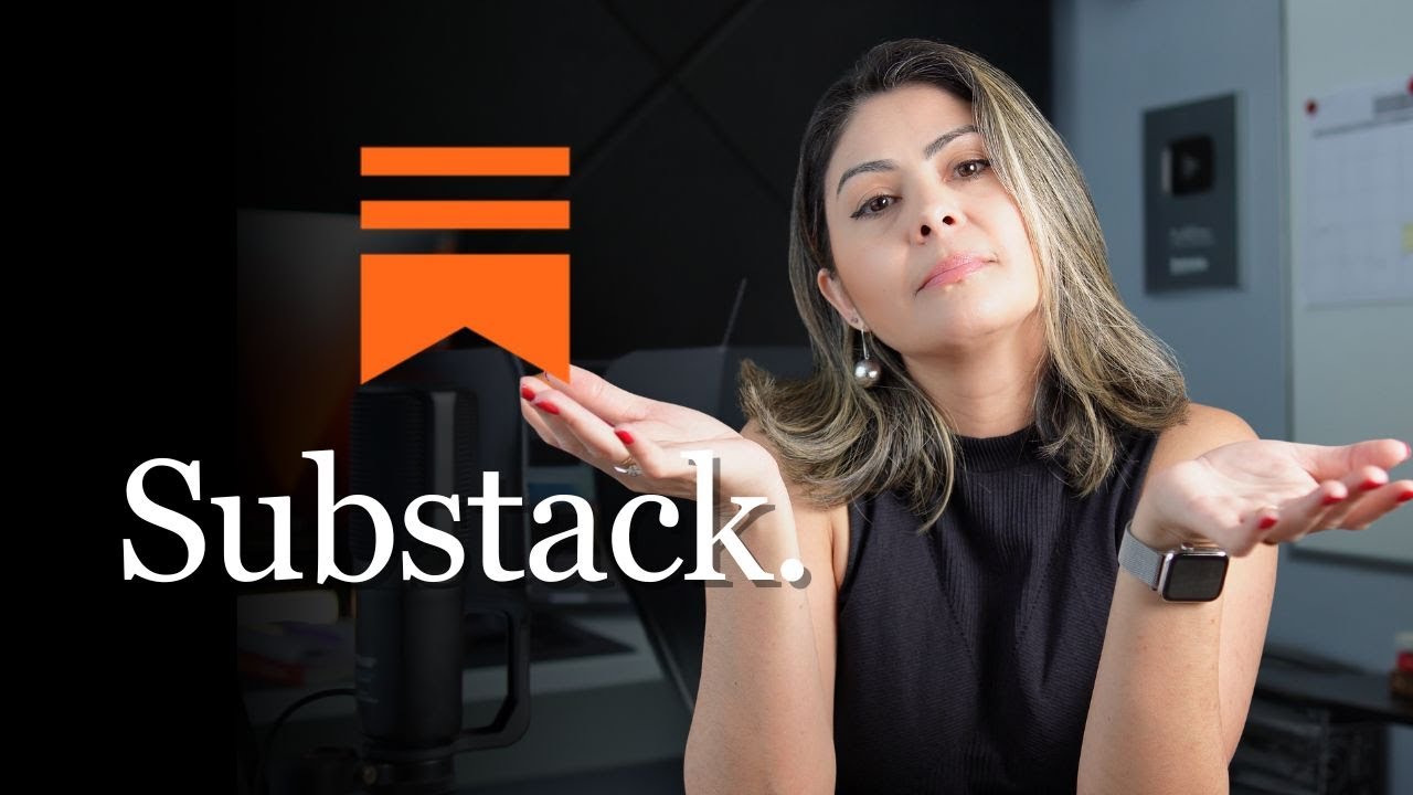 Woman with palms raised beside the Substack logo, indicating discussion about the Substack platform.
