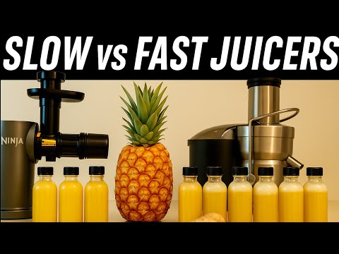 Ninja NeverClog cold Press Slow vs Breville Centrifugal Fast juicer | Pineapple & Ginger Shot Test