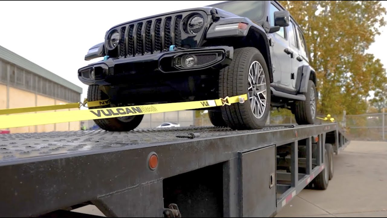 VULCAN Ratchet Straps with Wire J Hooks - 2 Inch x 15 Foot - 4 Pack - Classic Yellow