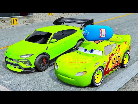 Lightning McQueen NOS Edition vs Lamborghini Urus GTR - Drag Race 10 KM
