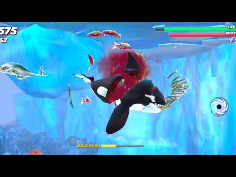 COSMIC ALAN VS GIANT MEGALODON SHARK.IN ARCTIC OCEAN.HUNGRY SHARK WORLD.