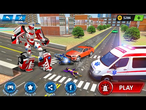 Ambulance Robot City Rescue Game (1st to 6th Levels)