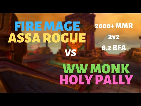 (2x Gpy Opener) Fire Mage/Assa Rogue vs WW Monk/Holy Paladin | Mugambala | 2k+ mmr | 8.2 BFA