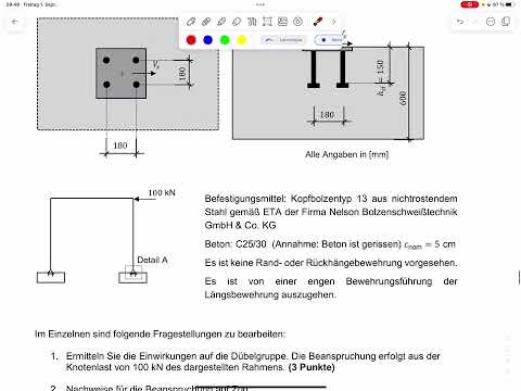 Aufg. 14 – Befestigungsmittel Zug- und Querlast (Klausur SoSe 2023)