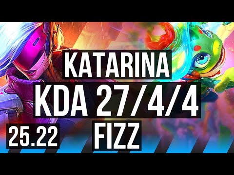 KATARINA vs FIZZ (MID) | Penta, Legendary, 27/4/4, 45k DMG | KR Master | 25.22