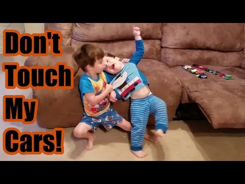 Brothers Fighting Over Toy Cars