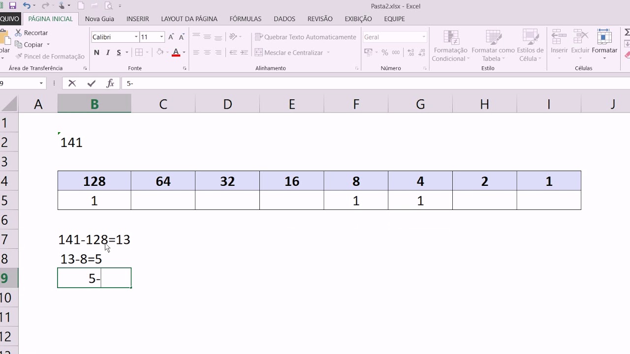 Decimal para Binário - Método da Tabela