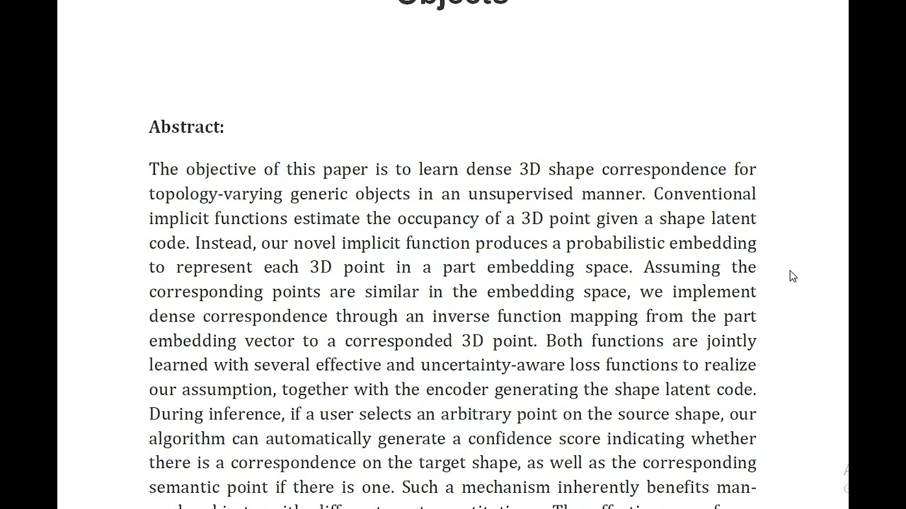Learning Implicit Functions for Dense 3D Shape Correspondence of Generic Objects