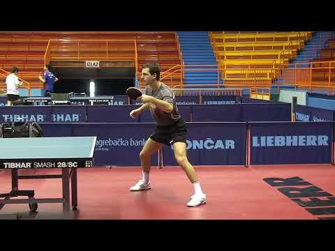 Timo Boll practicing with Christian Süss - WTTC Zagreb 2007