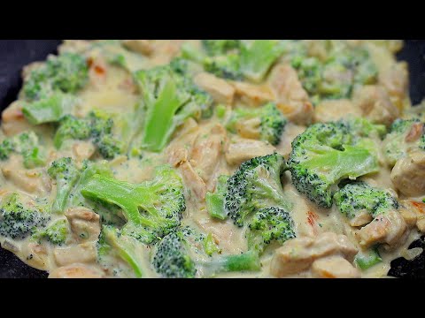 Hähnchenbrust mit Brokkoli in Sahnesauce.