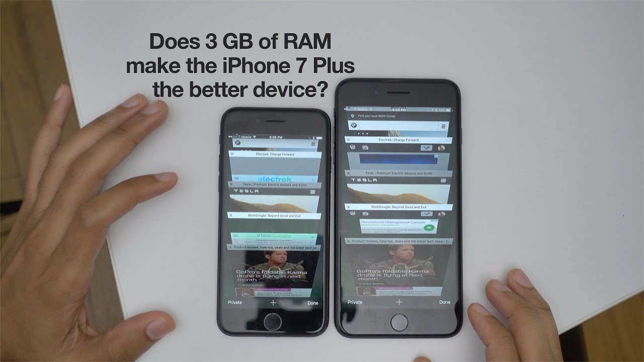 Quick Test: iPhone 7 vs iPhone 7 Plus - does 3 GB of RAM matter?