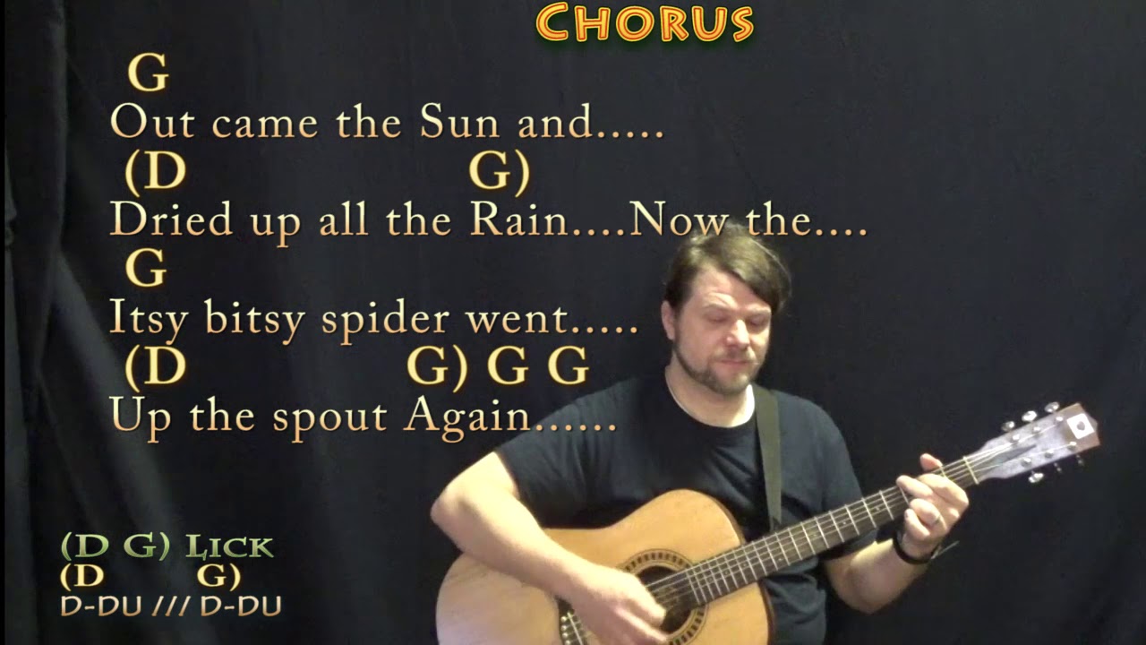 Itsy Bitsy Spider (Kid Song) Guitar Cover Lesson in G Major with Chords/Lyrics - Munson