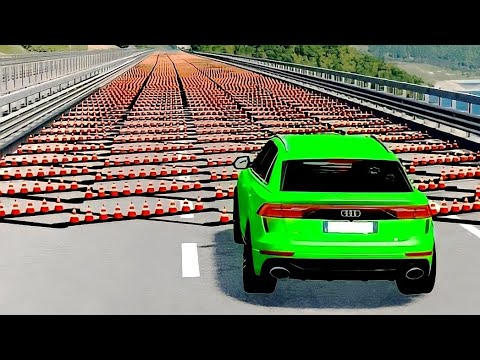 Cars vs 100 Spike Strips #1 - BeamNG.Drive