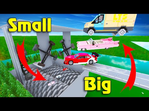 Big & Small Cars vs Giant Shredder and Large Spinner ✅ Teardown gameplay