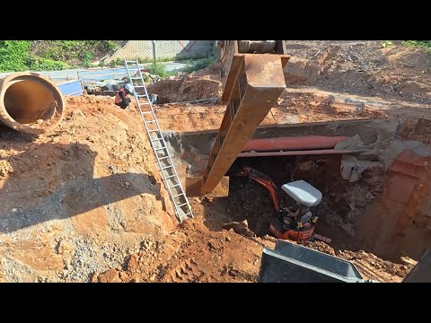 08w 관로 터파기 송유관 하월 작업 (PART.2) / TS판넬 인발 및 되메우기 작업  / Excavator Pipe Line Work / ショベルカー