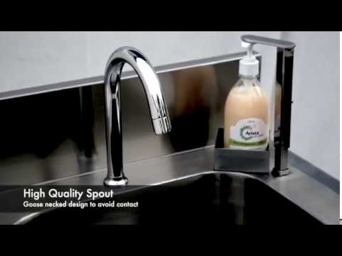 Stainless steel floor mounted foot operated hnd wash sink