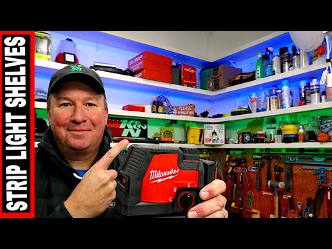 HOW TO BUILD LED LIT STORAGE SHELVES USING THE NEW MILWAUKEE LASER-  QUICK & EASY!!