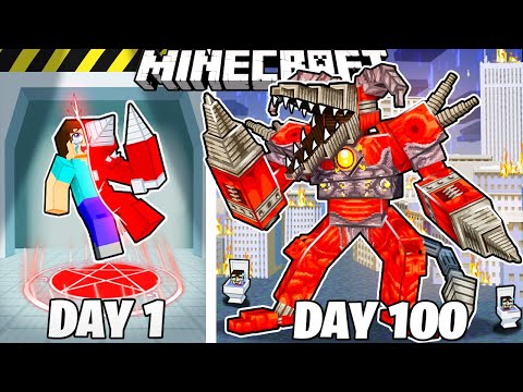 Insane 100 Days as EVIL DRILLMAN in Minecraft!