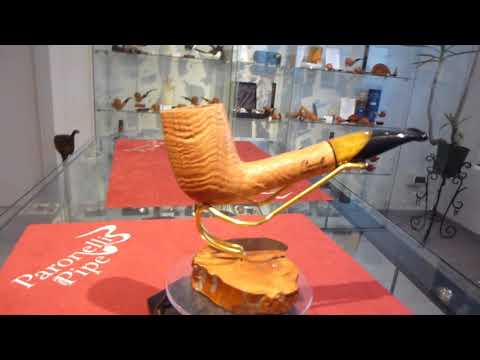 Pipa radica half bent sabbiata fatta a mano - www.paronellipipe.it