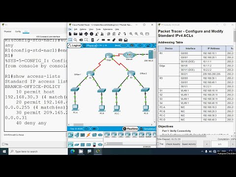5.2.7 Packet Tracer - Configure and Modify Standard IPv4 ACLs