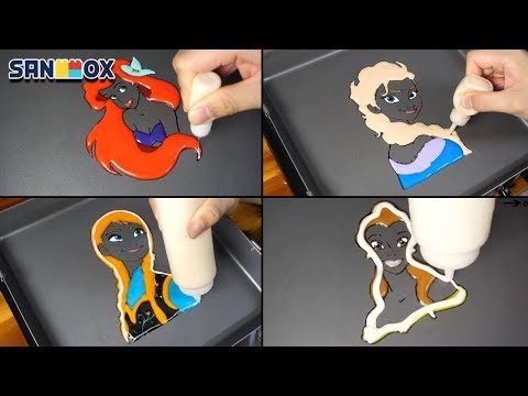 Disney Princess Pancake art - Elsa, Anna, Bell, The Little Mermaid