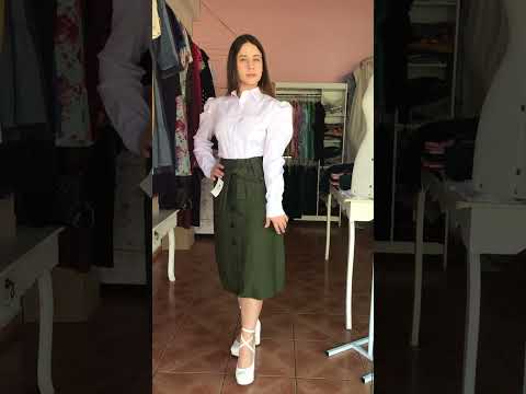 Saia Evasê verde militar #modamodesta #modaevangélica #camisasocialfeminina