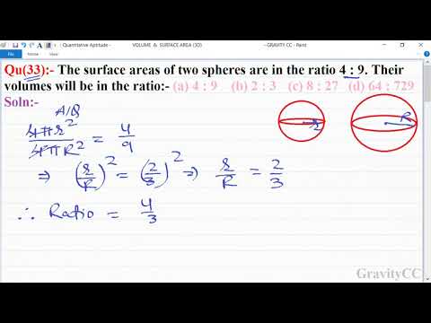 Q33 | The surface areas of two spheres are in the ratio 4 : 9. Their volumes will be in the ratio