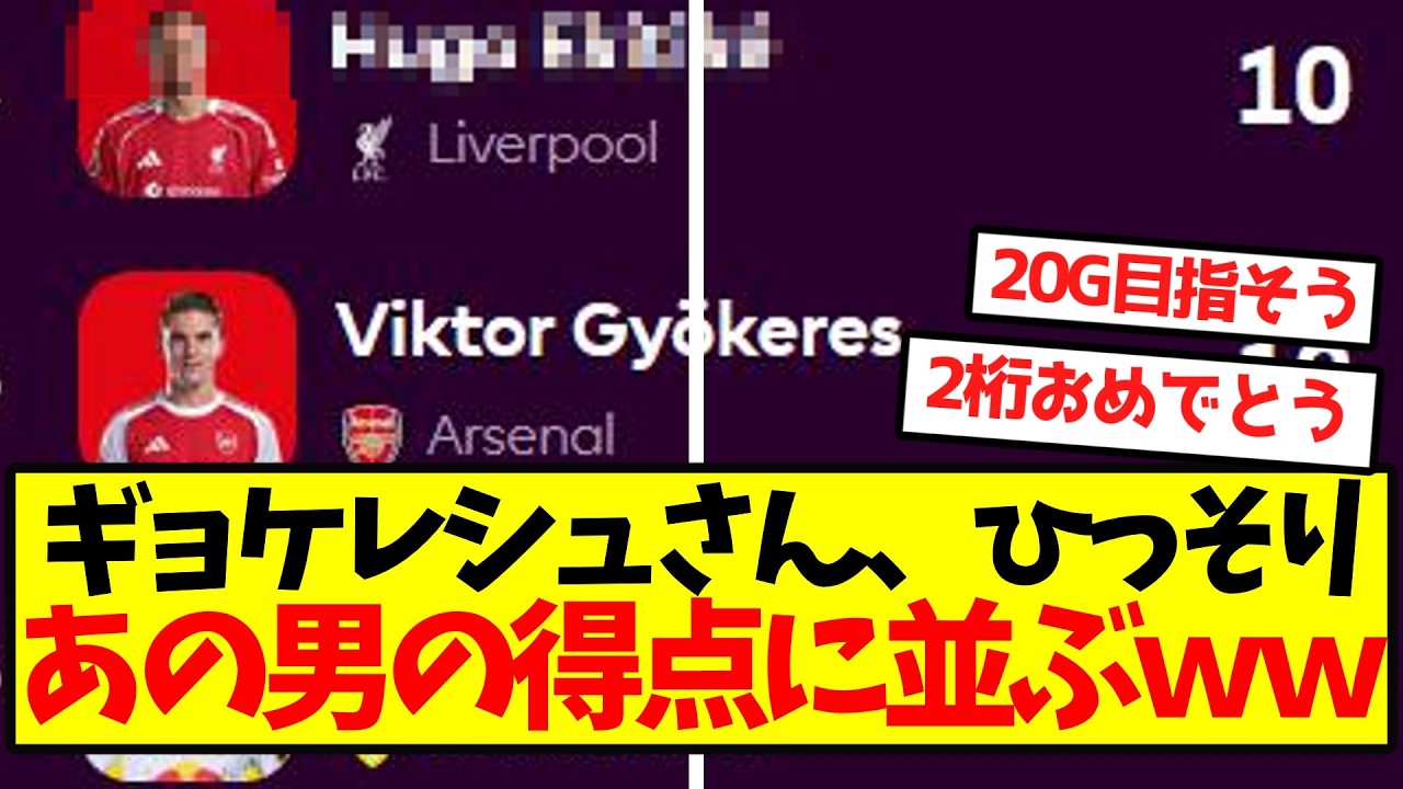 【当たり補強】ギョケレシュさん、ひっそりあの男の得点に並んでしまうｗｗｗｗｗｗｗｗｗｗｗ
