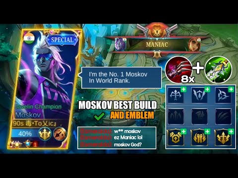 Maniac!! Top 1 Global Moskov Best Build & Emblem | Moskov Perfect Gameplay | MLBB
