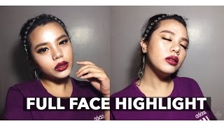 FULL FACE USING ONLY HIGHLIGHTERS + Glitter/HOLO Freckles - CHALLENGE ON FLEEK # 3 | Helen On Fleek
