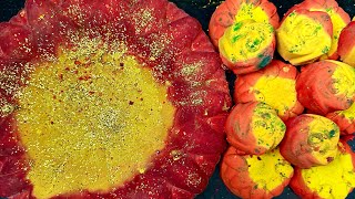 Squeaky yellow orange flowers crunchies 💛🧡|water crumble paste play| Asmr | oddlysatisfying #590
