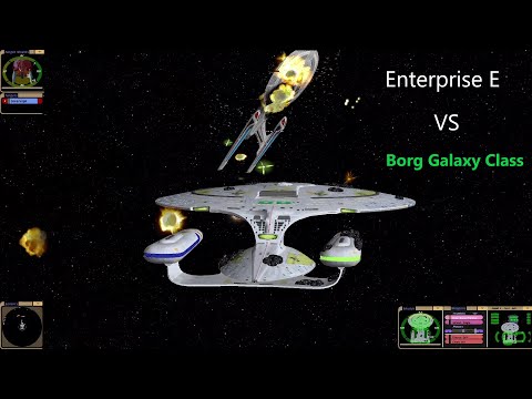 Enterprise E VS Borg Assimilated Galaxy Class | Both Ways | Star Trek Bridge Commander Battle |