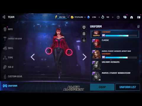 Buying the new Wandavision uniforms in Marvel Future Fight