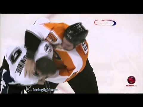 Steve Downie vs Sean O'Donnell Oct 14, 2010