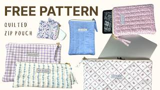 DIY quilted zip pouch FREE PATTERN | beginner sewing project tutorial