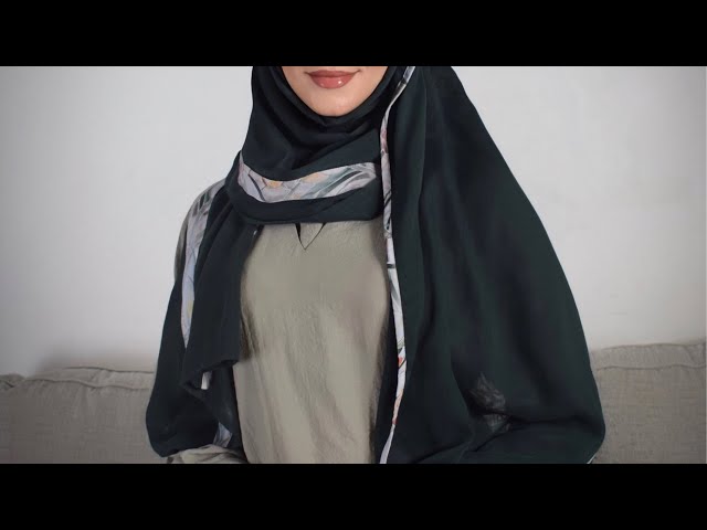 طرحة بوال أخضر مع خطين قماش مشجر