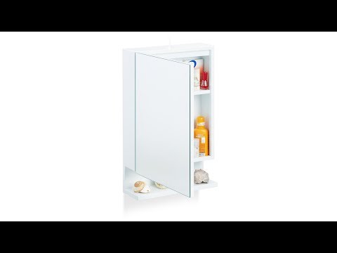 Armoire de Toilette 1Porte Miroir Prise Blanc - Verre - Métal - 35 x 55 x 12 cm