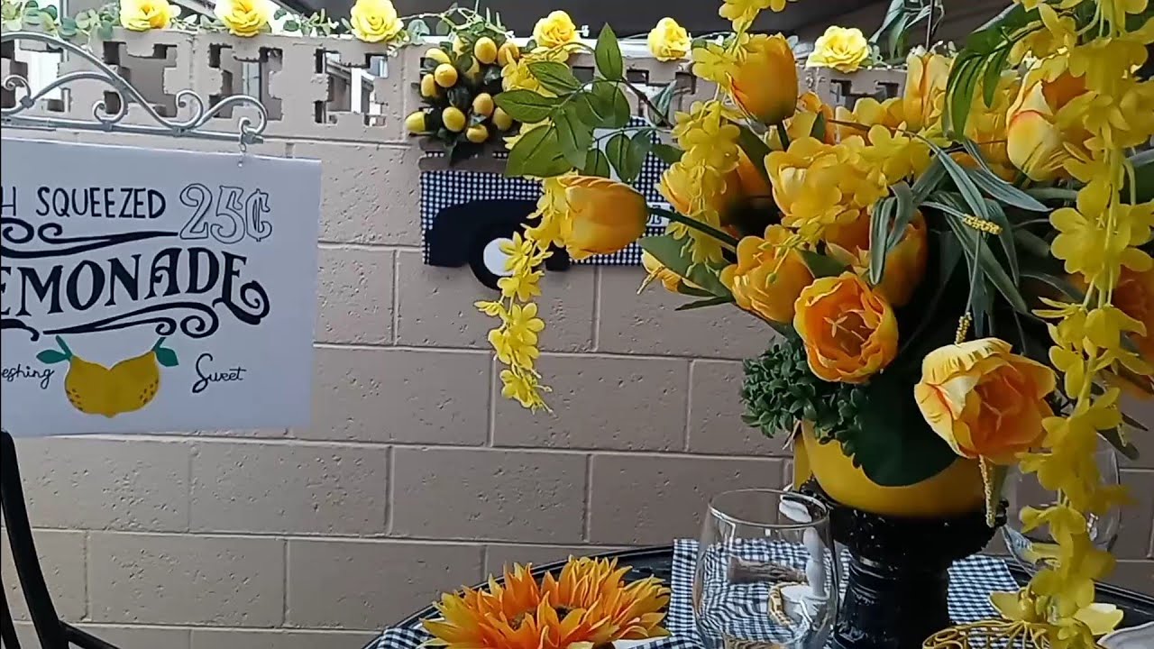nueva DECORACION 2022🌻🌻🍋🍋#limones#girasoles#flores#tulipanes#patio
